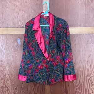 Victoria's Secret Floral Blazer with Red and Green